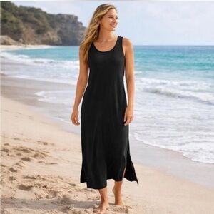 -Vtg. Chico's Black Tank Maxi Dress With Side Slits And Scoop Neckline Size 0/XS